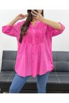 EMBROIDERY COTTON TUNIC PE0371 FUSHIA