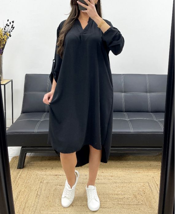 LOOSE TUNIC DRESS PE0216 BLACK