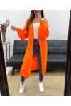 2-POCKET LONG KNIT VEST PE0032 ORANGE