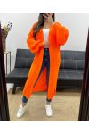 2-POCKET LONG KNIT VEST PE0032 ORANGE