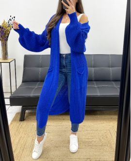 2-POCKET LONG KNIT VEST PE0032 ROYAL BLUE