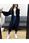 2-POCKET LONG KNIT VEST PE0032 BLACK