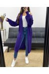 2-POCKET LONG KNIT VEST PE0032 PURPLE