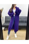 2-POCKET LONG KNIT VEST PE0032 PURPLE