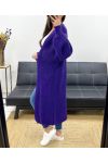 2-POCKET LONG KNIT VEST PE0032 PURPLE