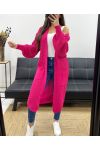 2-POCKET LONG KNIT VEST PE0032 FUSHIA