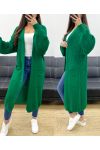 2-POCKET LONG KNIT VEST PE0032 EMERALD