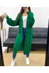 2-POCKET LONG KNIT VEST PE0032 EMERALD