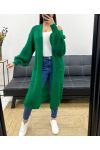 2-POCKET LONG KNIT VEST PE0032 EMERALD