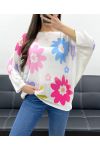 PULLOVER MIT BLUMENPRINT PE0023 FUSHIA