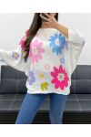 PULLOVER MIT BLUMENPRINT PE0023 FUSHIA