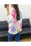 FLORAL PRINT SWEATER PE0023 FUSHIA