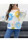 PULLOVER MIT BLUMENPRINT PE0023 BLAU