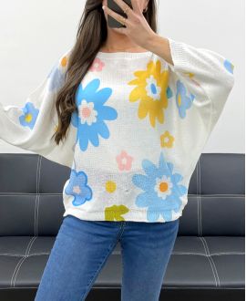 JERSEY CON ESTAMPADO FLORAL PE0023 AZUL