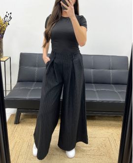 4-PACK STRIPED PLEATED TROUSERS M-L-XL-XXL PE0140 BLACK