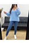 SOFT V-NECK SWEATER PE0065 SKY BLUE