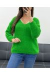 PULLOVER DOUX COL V PE0065 VERT