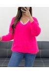 PULLOVER DOUX COL V PE0065 FUSHIA