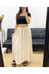 LONG SKIRT WITH BUTTONS + BELT PE0227 BEIGE