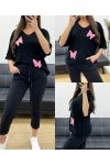 FINE KNIT SWEATER STUDDED BUTTERFLY PE0096 BLACK