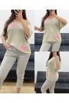 FINE STUDDED KNIT SWEATER BUTTERFLY PE0096 BEIGE