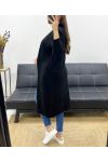 LONG MOHAIR VEST 2 POCKETS PE0070 BLACK