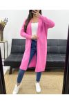 GILET LUNGO IN MOHAIR 2 TASCHE PE0070 ROSA