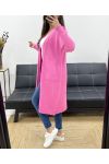 LONG MOHAIR VEST 2 POCKETS PE0070 PINK