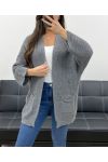 2-POCKET VEST WITH 3/4 SLEEVES AH250640 GREY