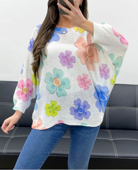 MAGLIONE STAMPA FLOREALE PE0028 LILA