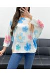 MAGLIONE CON STAMPA FLOREALE PE0028 BLU