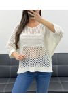 PE1018 TOP BIANCO IN MAGLIA TRAFORATA