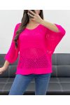 PE1018 TOP IN MAGLIA TRAFORATA FUCSIA