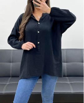 TUNIQUE OVERSIZE COTON PE0103 NOIR