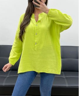 PLUS SIZE TUNIC COTTON PE0103 LIME GREEN