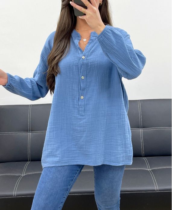 PLUS SIZE TUNIC COTTON PE0103 BLUE JEANS