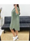 COTTON GAUZE OVERSIZED SHIRT DRESS PE0353 KHAKI