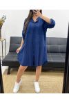 OVERSIZED COTTON GAUZE SHIRT DRESS PE0353 NAVY