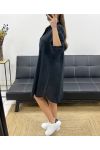 COTTON GAUZE OVERSIZED SHIRT DRESS PE0353 BLACK