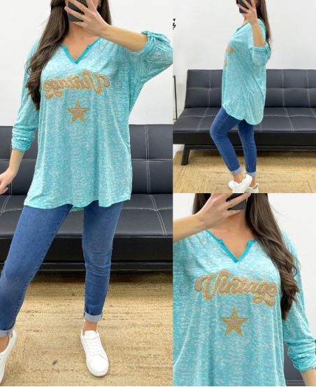 PLUS SIZE VINTAGE T-SHIRT PE0084 LAGOON