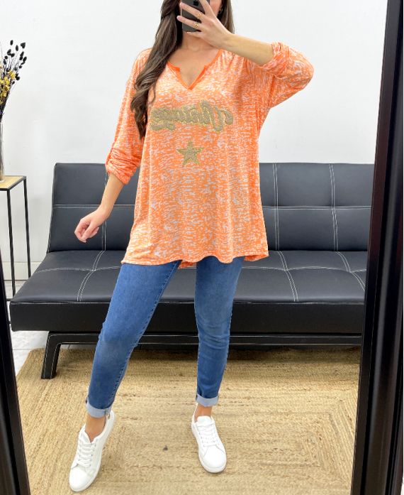 PLUS SIZE VINTAGE T-SHIRT PE0084 ORANJE