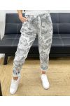 MILITARY CRINKLE EFFECT TROUSERS PE1011 WHITE