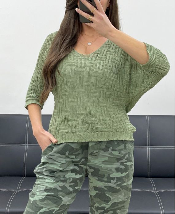 PE0019 KNIT CROP TOP KHAKI