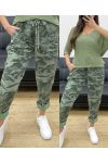 LOOSE CRINKLE EFFECT CAMO TROUSERS PE1011 KHAKI