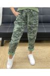 LOOSE CRINKLE EFFECT CAMO TROUSERS PE1011 KHAKI