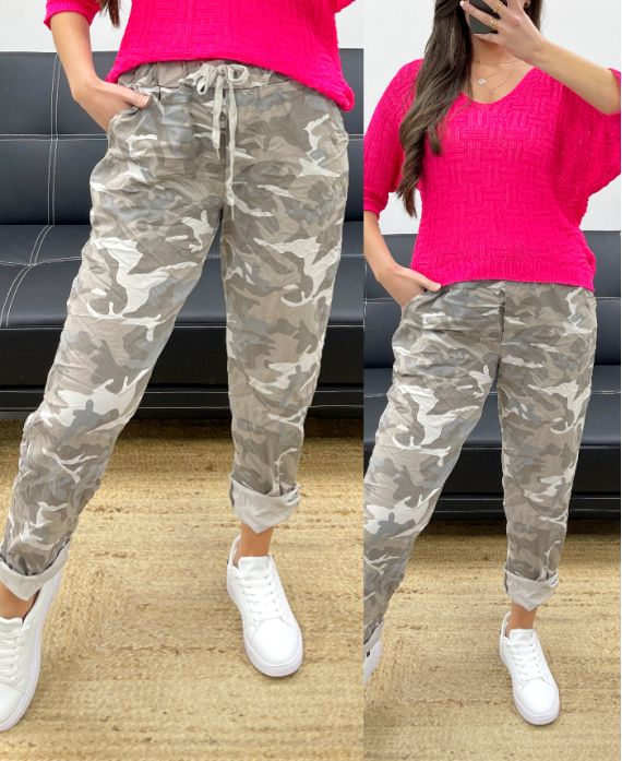 LOOSE CRINKLE EFFECT CAMO HOSE PE1011 BEIGE