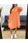 GRANDE TAILLE ROBE CHEMISE RAYEE 2 POCHES PE0078 ORANGE