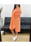 GRANDE TAILLE ROBE CHEMISE RAYEE 2 POCHES PE0078 ORANGE