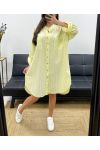 GRANDE TAILLE ROBE CHEMISE RAYEE 2 POCHES PE0078 JAUNE