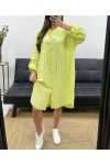 PLUS SIZE STRIPED SHIRT DRESS 2 POCKETS PE0078 LIME GREEN